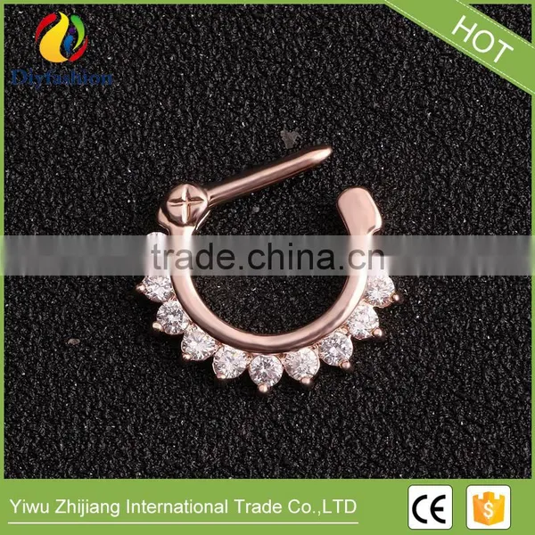 High Quality Colorful Fashion Diamond Non Piercing Fake Nose Ring photo-5