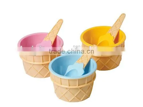 Food Grade Plastic Ice Cream Bowl With Spoon photo-2
