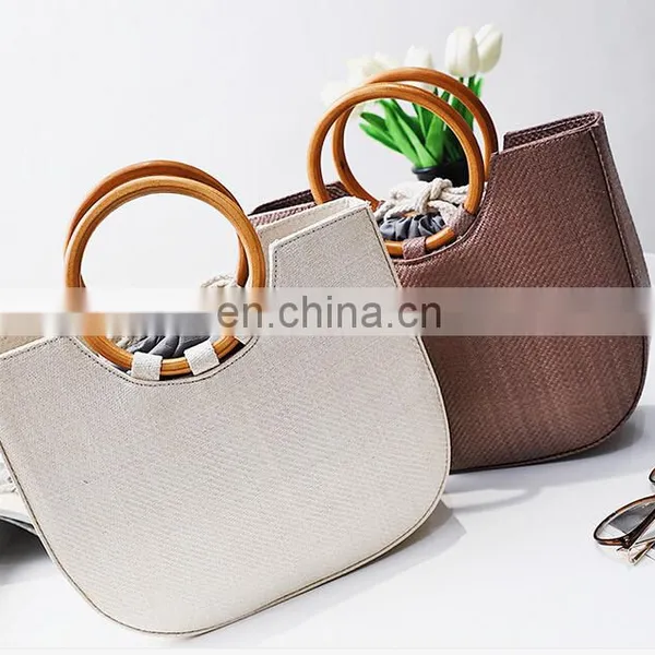 Straw Bag Leisure Crossbody Bag Ring Metal Tote Bag Wholesale