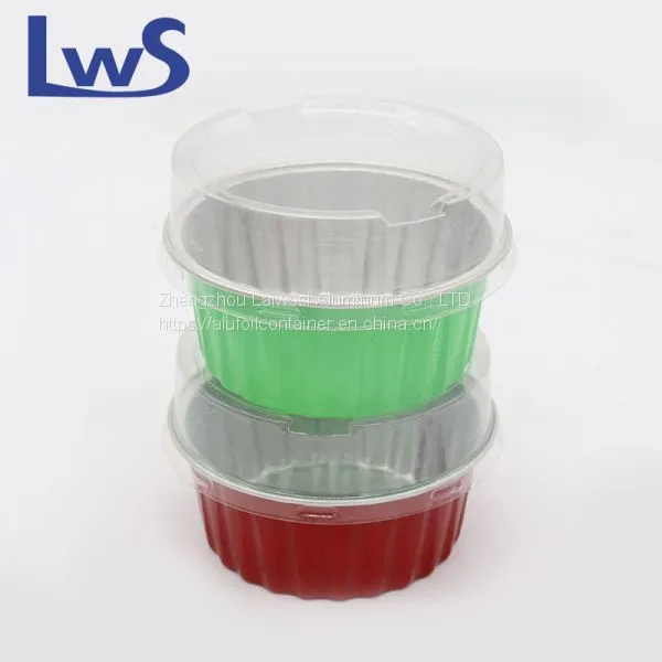 Colorful Aluminum Foil Mini Container Baking Cups With Plastic Lid photo-5