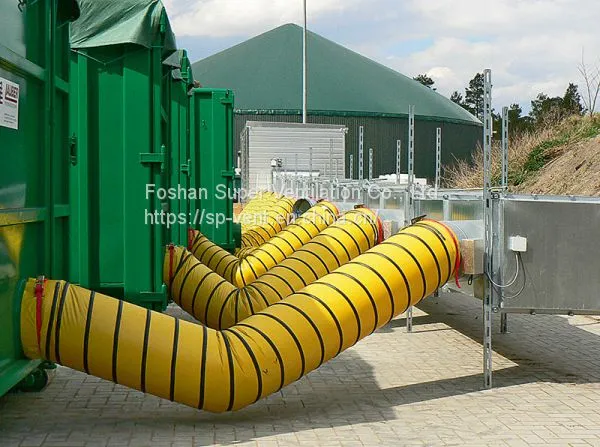 Yellow Flexible Air Ducting Tarpaulin Fabric Air Duct PVC Flexible Air Ducting Air Distribution Duct With Holes photo-3