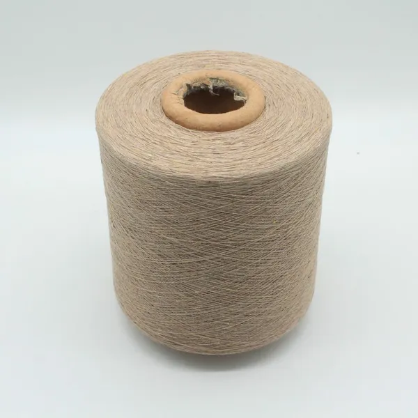 Weaving Yarn Supplies Ne12s/1 of Recycled 60/40 Polyester-cotton Light Brown Colored Yarn photo-3