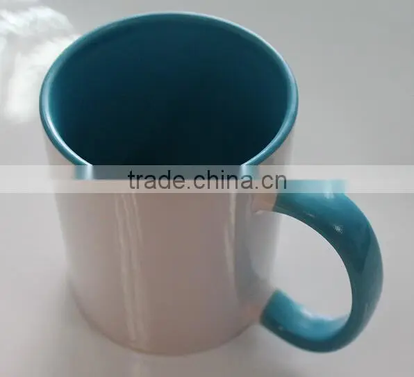 350ml Handle And Inner Colorful Sublimation Coated White Drinking Mug photo-5