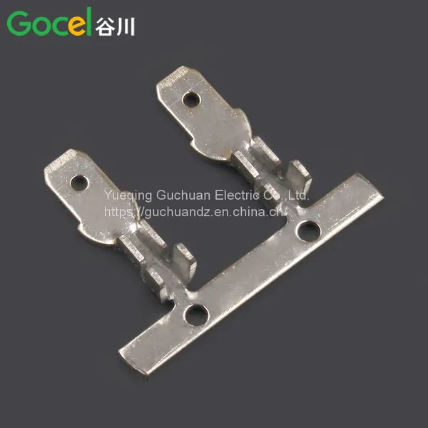DJ610B-4.8*0.5 Inserts Horizontal Feed Horizontal Belt Brass Tinned Terminal Plate Mounting Connector photo-3