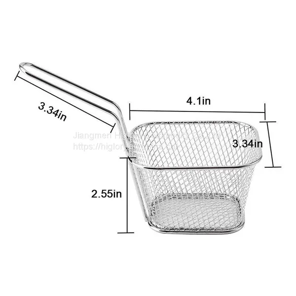 Fried Food Table Serving Chrome Rectangular Chips Fry Basket French Fries Basket Square Mini Frying Basket photo-2