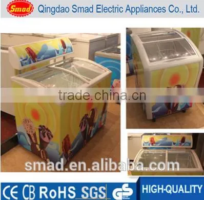 Sliding Glass Curved Door Display Chest Freezer Price photo-6