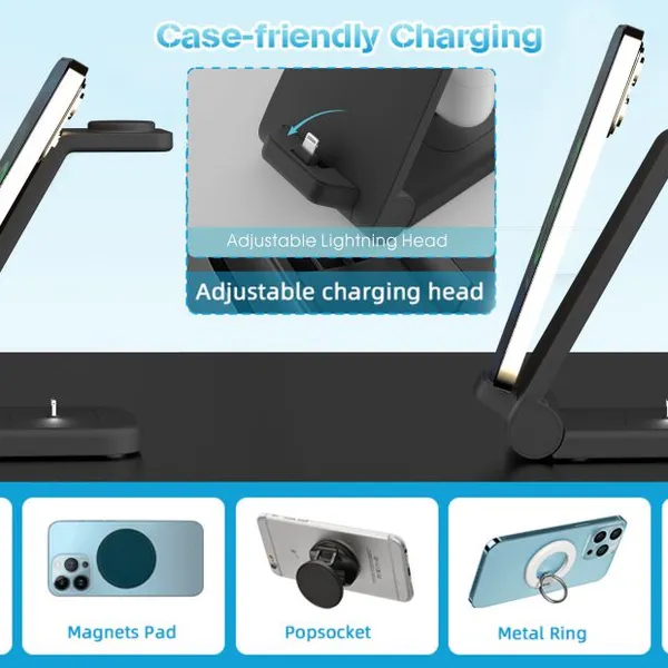 2023 Hot Selling Fast 3 in 1 Charger Stand Dock Foldable Magnetic Quick 23W Support OEM photo-4