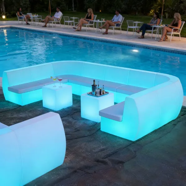 LED PE Plastic Portable Outdoor Commercial Bar Sofa Set With Illuminated Design for Night Club Lounge Modern Furniture