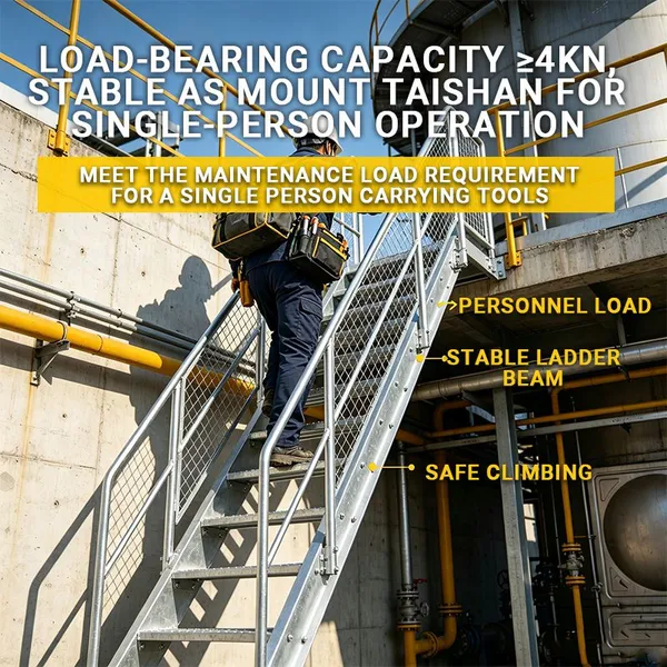 Galvanized Steel Vertical Access Ladder With Full Safety Cage for Power Plant Equipment Inspection