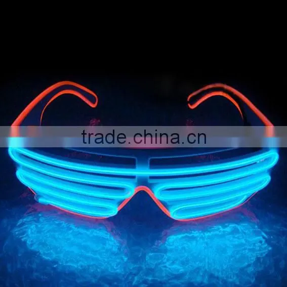 Dual Color EL Wire Shutter Shades Glasses photo-2
