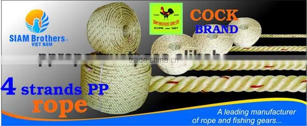 PP / Polypropylene High Quality 4 Strands Braided Rope With UV Protection and Waterproof