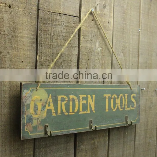 Vintage Handmade Customized Wooden Wall Pallet Sign With Hooks photo-3