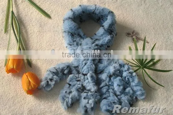 Fur Scarfs Knitted Rex Rabbit Fur Scarf