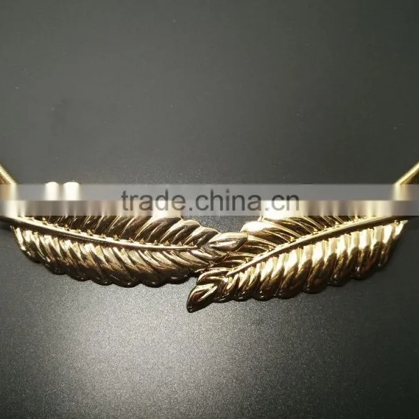 European Metal Leaf Dress Belt Female Thin Elastic Stretch Belt photo-4