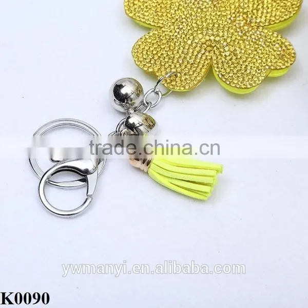 Novelty Four-leaf Clovers Flower Leather Key Chain Keychains Keyring Fashion Bag Charm Key Chains Ring Holder Gift K0090 photo-2