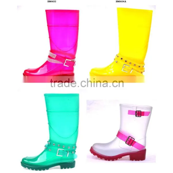 PVC Ankle Boots Rain Boots With Buckle