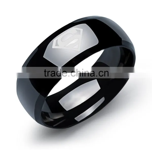 OEM Service Wholesale 316L Stainless Steel 18K Gold Plated Superman Wedding Rings photo-2