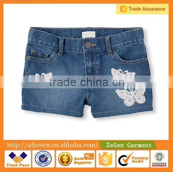 Children Shorts Hot Pants Embroider Jeans