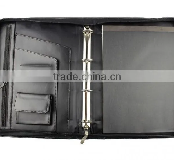 2016 Zipper 4ring Leather Conference Binder With Notepad photo-2