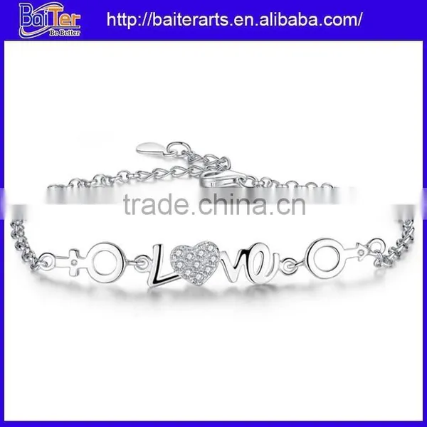New 925 Sterling Silver White Diamond Tennis Heart Bracelet Cubic Zirconia Tennis Bracelet photo-4