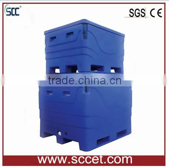 600Liter Blue Rotational Molded Fish Container, PE Plastic Fish Cooler Container photo-5