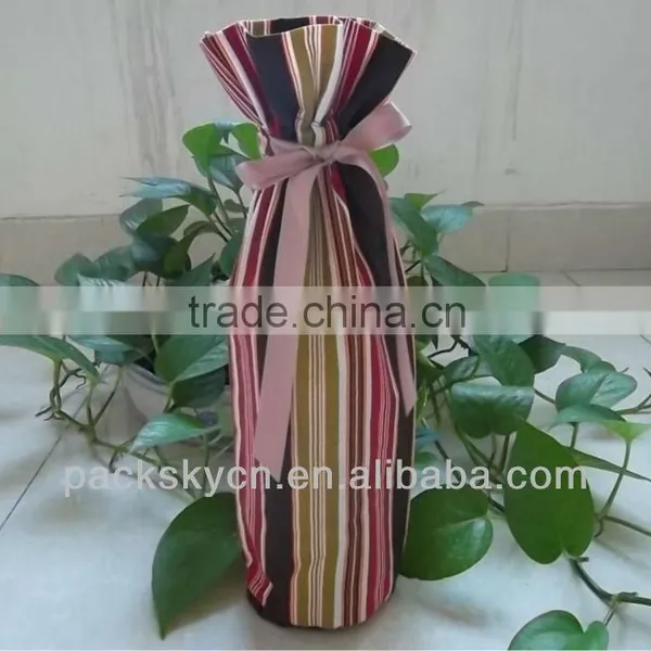 Nice Striped Cotton Bag for Wine