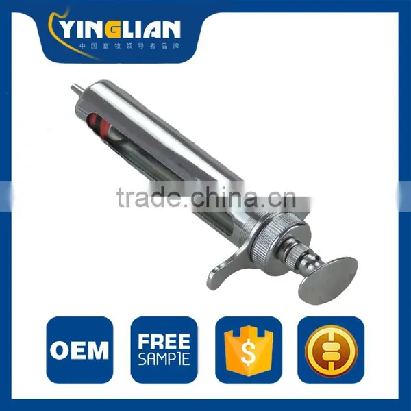 Long Service Time Animal Use Stainless Steel Glass Tube Poultry Syringe