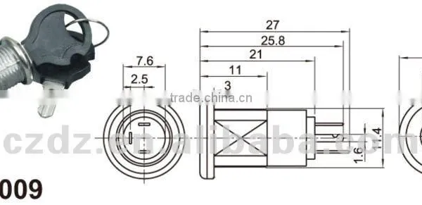 Metal 12mm Key Lock Switch On/off,12mm Metal Security Key Switch Key Operated Switch photo-2