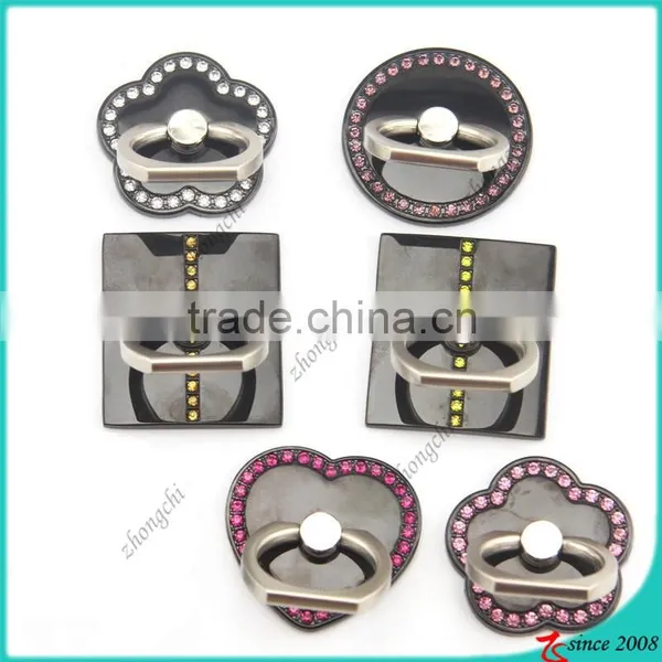 Black Crystal Flower Finger Ring Holder 360 Rotation Sticky Smartphone Holder In Fashion photo-3
