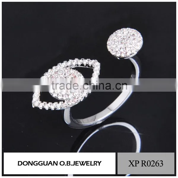 Top Quality Ladies Brass Plated Sliver Finger Ring/fashion White CZ Gemstone Ring photo-4