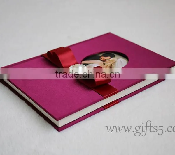 Custom Handmade Luxury Dark Fuchsia Wedding Guest Book With You Own Photo photo-3