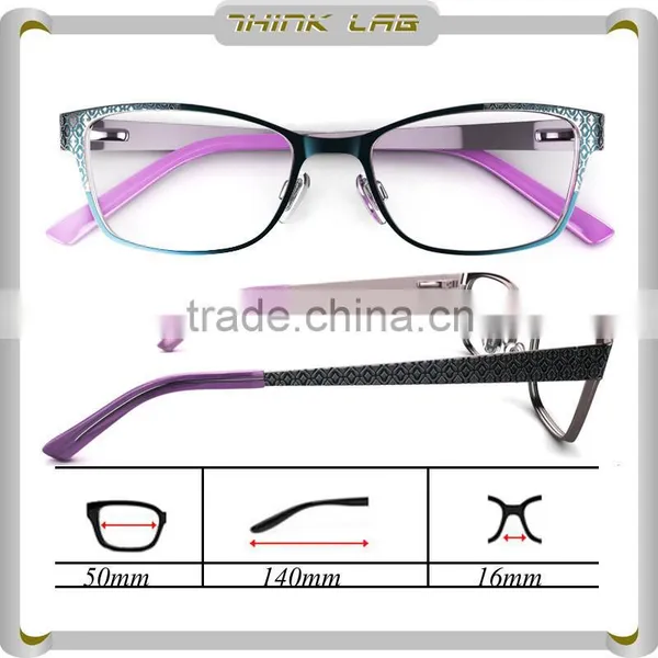 Women Fashion 2016 Summer Stainless Steel Optical Eyewear Frame With Unique Pattern