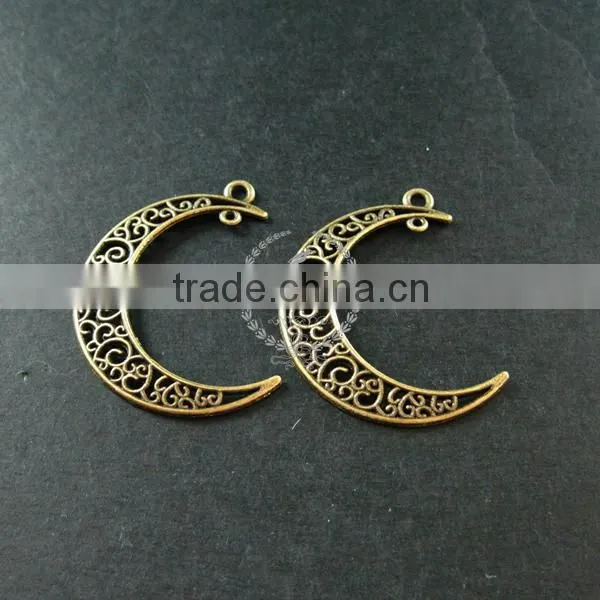 36x32mm Vintage Style Antiqued Bronze Moon Connector DIY Pendant Charm Supplies Findings 1810417 photo-2