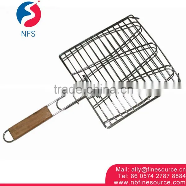 High Quality New Chrome Plated Non-stick BBQ Wire Mesh Triple Fish Grill Basket
