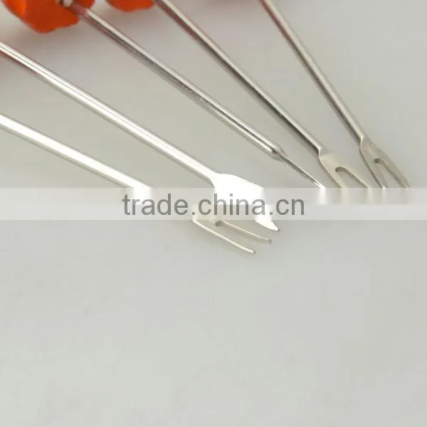 Factory Wholesale Stainless Steel Red Heart Shaped Fuit Fork Set photo-4