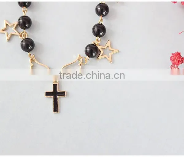Angel Wing Planet Cross Star Charms Bracelet Pearl Bead Linked Bracelet photo-5