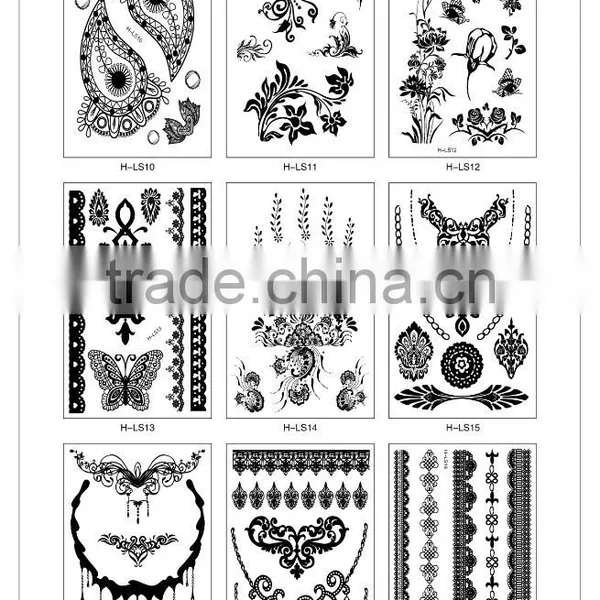 China Girl Body Art Black Color Temporary Tattoo Sticker For Sale T005-009 photo-4
