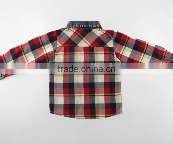 2016 New Design Boy's Shirt /100% Cotton Paid Shirt/denim Stitching photo-4
