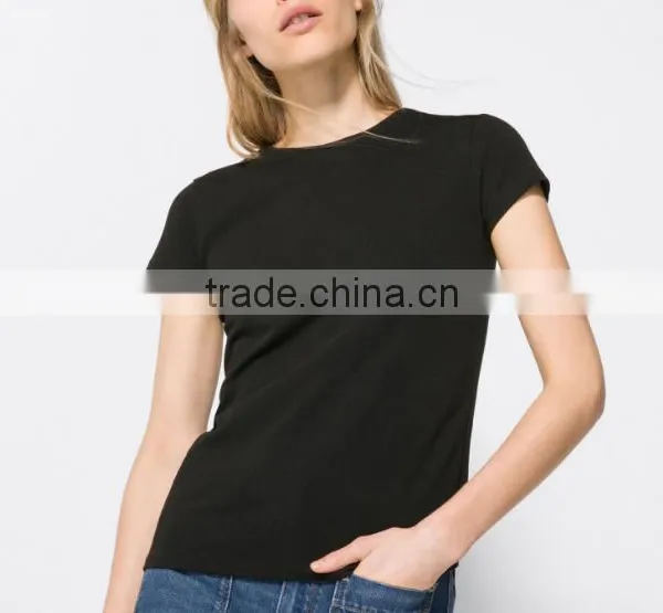2016 New Fashion Summer Cotton Women Blank O-neck Short Sleeve T Shirts photo-3