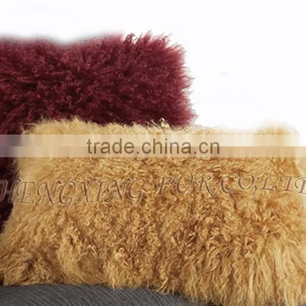 CX-D-01A High Quality Customed Size ColorfulTibetan Lamb Fur Pillow Cover photo-2