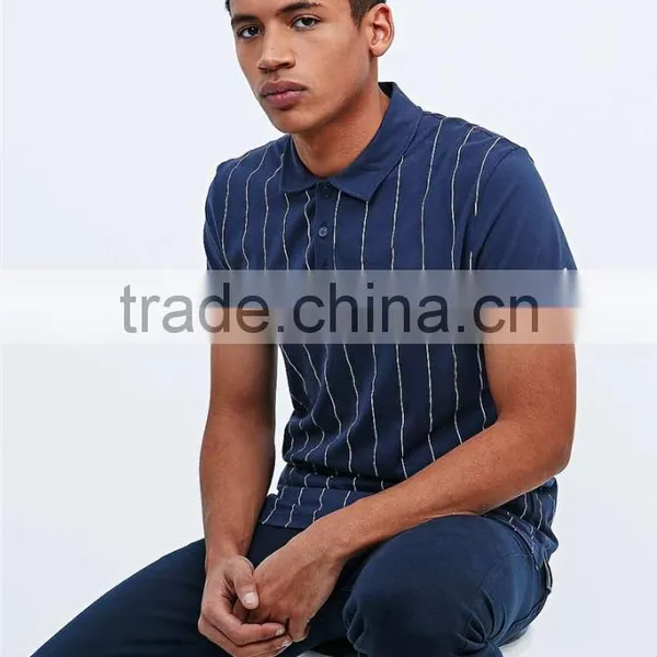 Wholesale New Design Jersey Fabric Polo Shirt Vertical Striped Polo Shirt Custom photo-5