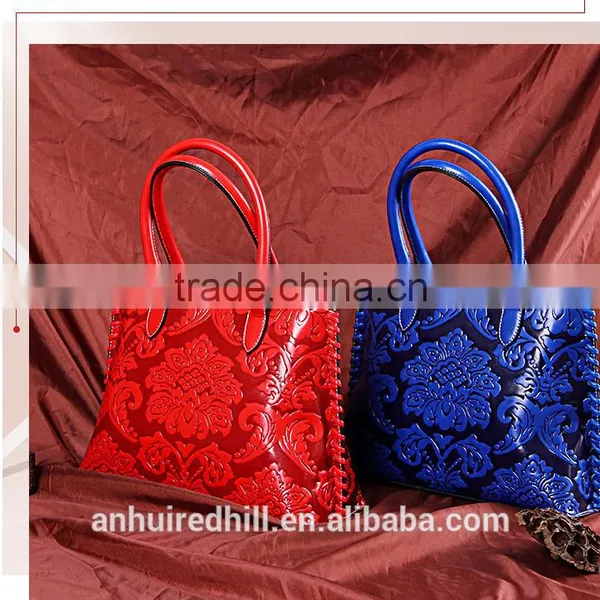 R1849H Women's Chinese Style Element Handbag Flower Pattern PU Leather Purse Handbags photo-2