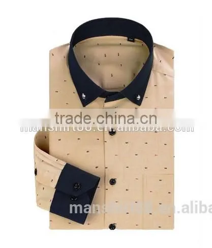 Mens Long Sleeve Contrast Color Printed Oxford Casual Shirt photo-2