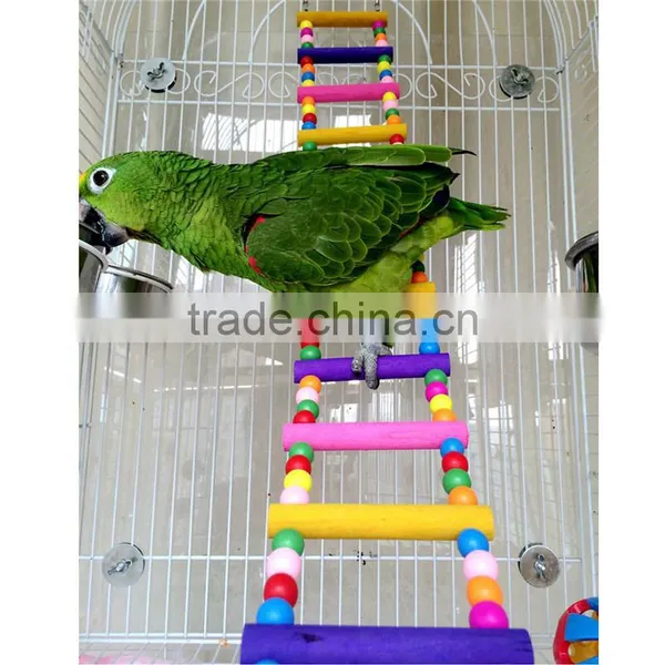 Newest Colorful Climbing Ladder Pet Bird Ladder Macaw Cockatiel Parrot Hamster Wood Ladder Climb Bell Swing Bite Toy photo-3