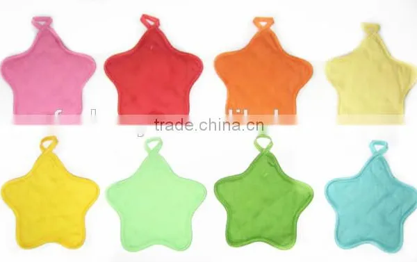 Orange Star Shape Pot Mitt Solid Color Cotton Potholder photo-6