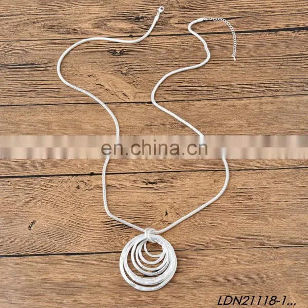 Latest Jewelry Design Long Snake Chain Worn Gold Silver Multi-circle Pendant Necklace Wholesale photo-2