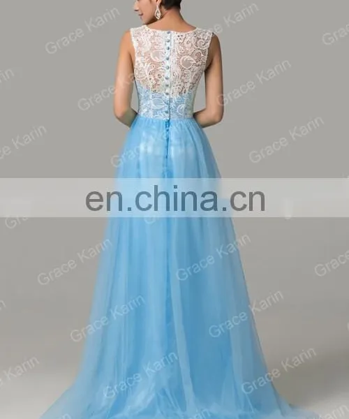 Grace Karin Sleeveless Long Lace Prom Dresses CL6108-6# photo-4