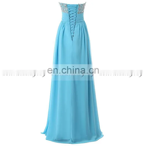 2016 Summer Newest Elegant Formal Sweetheart Sequins Pleats Chiffon Lace-up Prom Dresses photo-4