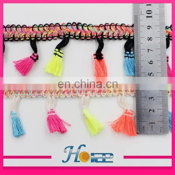 Factory Price Pom Pom Chain Mixed Colors Lace Trimming Tassel Fringe Trim photo-2