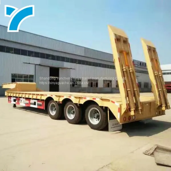 Low Bed Truck Semi 3 Axles Lowboy Trailer Lowboy Semi Trailer photo-2